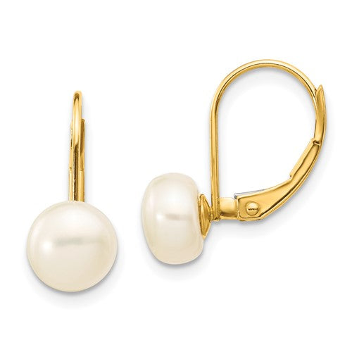 14k-7-8mm-white-button-freshwater-cultured-pearl-leverback-earrings-SolomonJeweler-Wichita-KS-CustomJewelry
