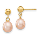 14k-6-7mm-pink-rice-freshwater-cultured-pearl-post-dangle-earrings-SolomonJeweler-Wichita-KS-CustomJewelry