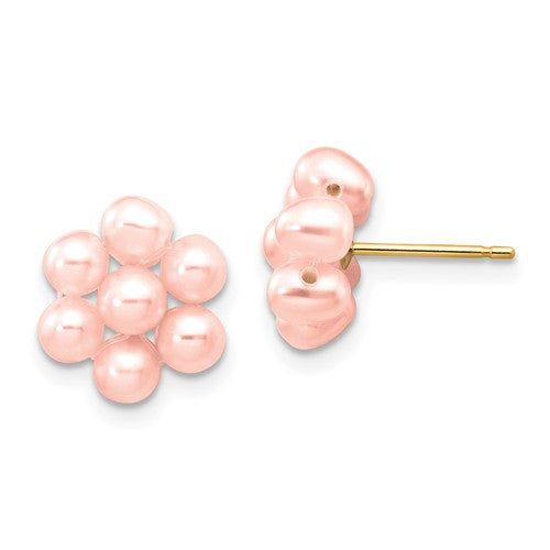 14k-3-4mm-pink-egg-freshwater-cultured-pearl-flower-earrings-SolomonJeweler-Wichita-KS-CustomJewelry
