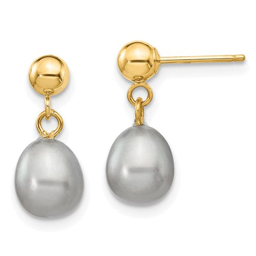 14k-6-7mm-grey-rice-freshwater-cultured-pearl-post-dangle-earrings-SolomonJeweler-Wichita-KS-CustomJewelry