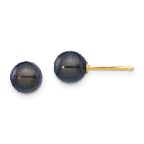 14k-6-7mm-round-black-saltwater-akoya-cultured-pearl-stud-post-earrings-SolomonJeweler-Wichita-KS-CustomJewelry