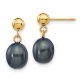 14k-7-8mm-black-rice-freshwater-cultured-pearl-post-dangle-earrings-SolomonJeweler-Wichita-KS-CustomJewelry