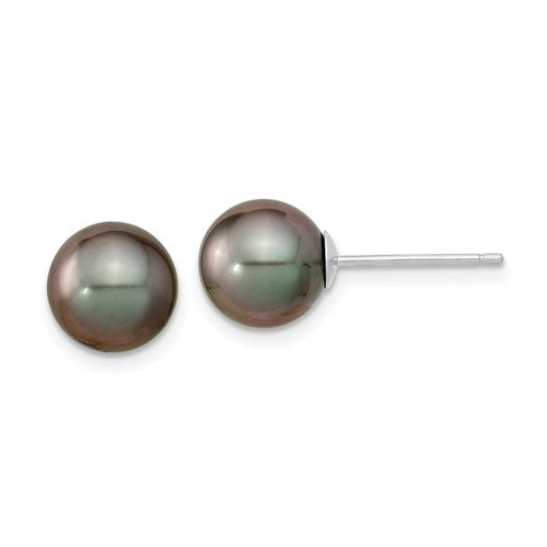 14k-wg-8-9mm-black-round-saltwater-cultured-tahitian-pearl-post-earrings-SolomonJeweler-Wichita-KS-CustomJewelry