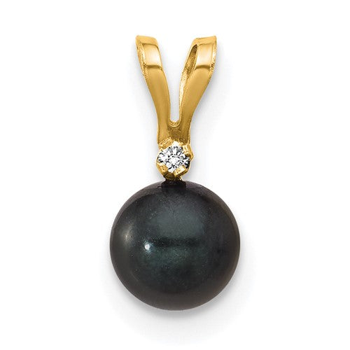 14k-5-6mm-black-round-saltwater-akoya-cultured-pearl-diamond-pendant-SolomonJeweler-Wichita-KS-CustomJewelry