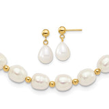 14k-7-8mm-white-fw-cultured-pearl-necklace-and-bead-post-earring-set-SolomonJeweler-Wichita-KS-CustomJewelry