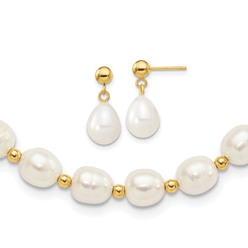 14k-7-8mm-white-fw-cultured-pearl-necklace-and-bead-post-earring-set-SolomonJeweler-Wichita-KS-CustomJewelry