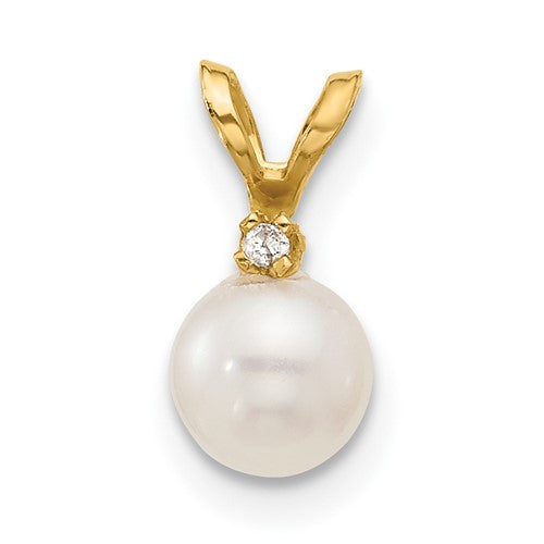 14k-5-6mm-round-white-freshwater-cultured-pearl-diamond-pendant-SolomonJeweler-Wichita-KS-CustomJewelry