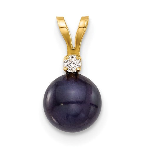 14k-6-7mm-round-black-fwc-pearl-and-03ct-diamond-pendant-SolomonJeweler-Wichita-KS-CustomJewelry