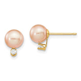 14k-6-7mm-pink-round-freshwater-cultured-pearl-06ct-diamond-post-earrings-SolomonJeweler-Wichita-KS-CustomJewelry