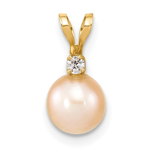 14k-6-7mm-round-pink-freshwater-cultured-pearl-diamond-pendant-SolomonJeweler-Wichita-KS-CustomJewelry