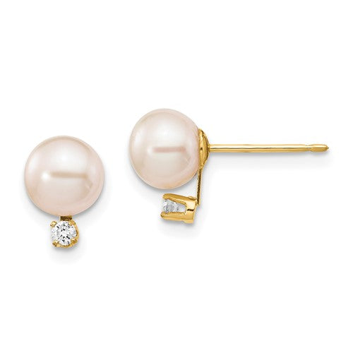 14k-6-7mm-white-round-freshwater-cultured-pearl-06ct-diamond-post-earrings-SolomonJeweler-Wichita-KS-CustomJewelry
