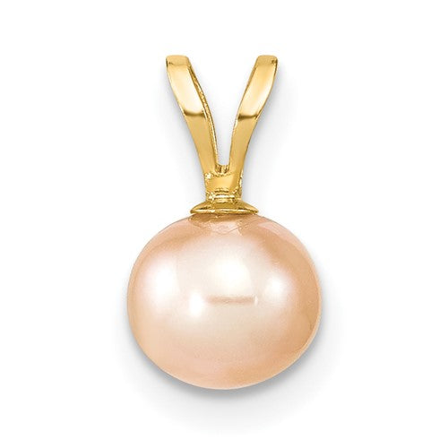 14k-gold-6-7mm-pink-round-freshwater-cultured-pearl-pendant-SolomonJeweler-Wichita-KS-CustomJewelry