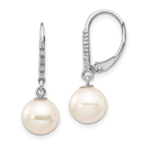14k-white-gold-8-9mm-round-fwc-pearl-05ct-diamond-leverback-earrings-SolomonJeweler-Wichita-KS-CustomJewelry