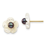 14k-3-4mm-black-fw-cultured-pearl-w-10-mm-mop-flower-post-earrings-SolomonJeweler-Wichita-KS-CustomJewelry