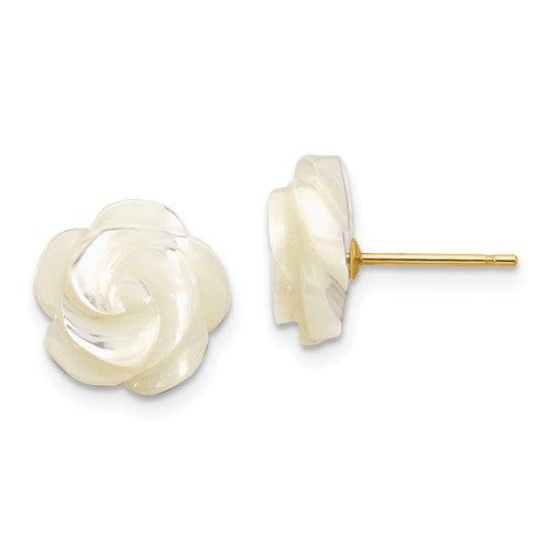 14k-10mm-white-mother-of-pearl-flower-design-post-stud-earrings-SolomonJeweler-Wichita-KS-CustomJewelry