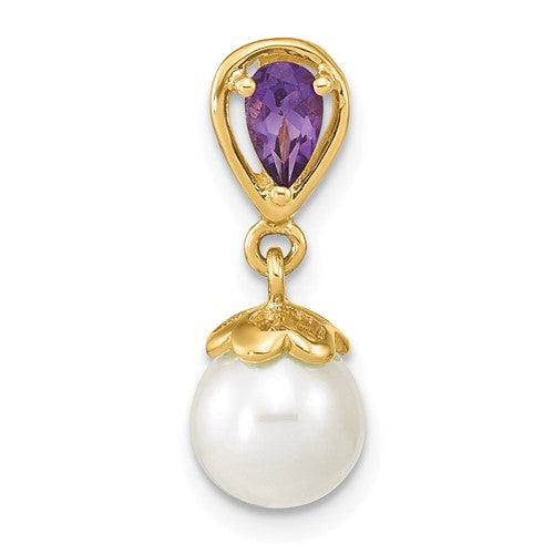 14k-gold-w-amethyst-freshwater-cultured-pearl-polished-chain-slide-SolomonJeweler-Wichita-KS-CustomJewelry
