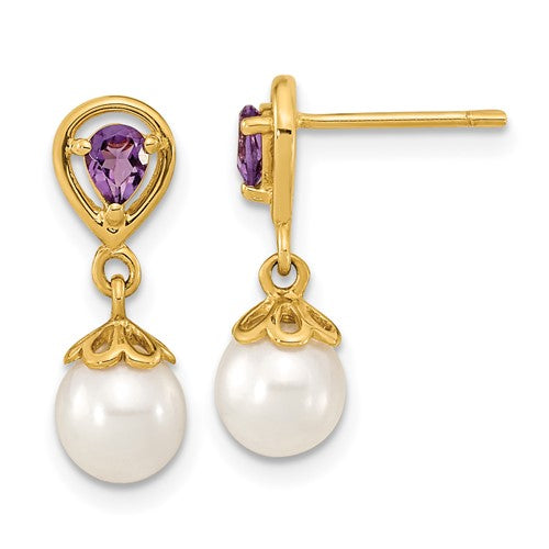 14k-6-7mm-white-round-fwc-pearl-amethyst-post-dangle-earrings-SolomonJeweler-Wichita-KS-CustomJewelry