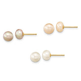 14k-6-7mm-button-freshwater-cultured-pearl-boxed-3-pair-post-earrings-set-SolomonJeweler-Wichita-KS-CustomJewelry