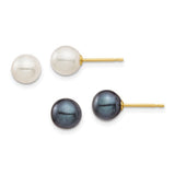 14k-6-7mm-white-black-round-fwc-pearl-2-pair-stud-post-earrings-set-SolomonJeweler-Wichita-KS-CustomJewelry