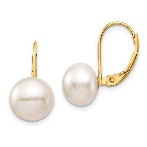 14k-9-10mm-white-button-freshwater-cultured-pearl-leverback-earrings-SolomonJeweler-Wichita-KS-CustomJewelry