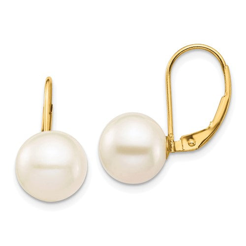 14k-9-10mm-white-round-freshwater-cultured-pearl-leverback-earrings-SolomonJeweler-Wichita-KS-CustomJewelry