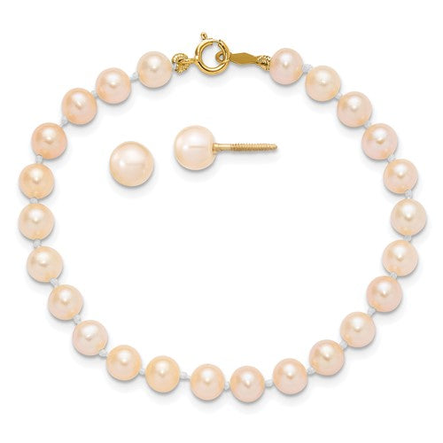 14k-madi-k-4-5mm-pink-fw-cultured-pearl-5-5-bracelet-earrings-set-SolomonJeweler-Wichita-KS-CustomJewelry