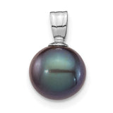 14k-white-gold-8-9mm-black-round-freshwater-cultured-pearl-pendant-SolomonJeweler-Wichita-KS-CustomJewelry