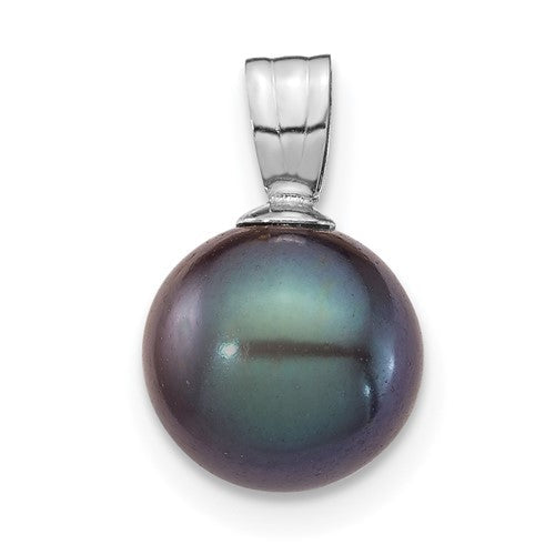 14k-white-gold-8-9mm-black-round-freshwater-cultured-pearl-pendant-SolomonJeweler-Wichita-KS-CustomJewelry