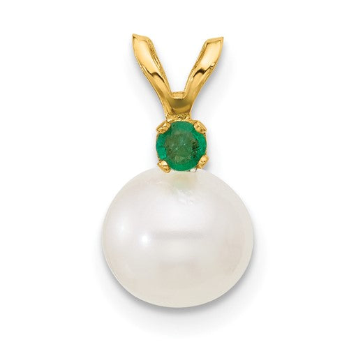 14k-7-7-5mm-white-round-fwc-pearl-emerald-pendant-SolomonJeweler-Wichita-KS-CustomJewelry