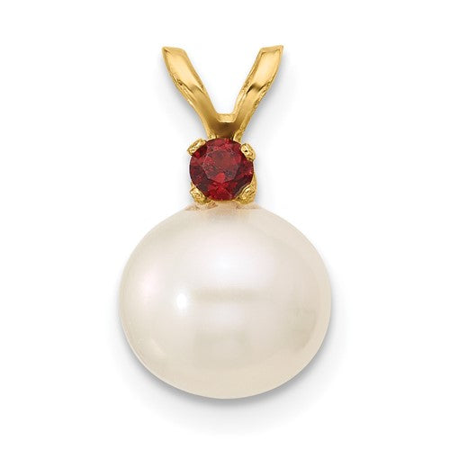 14k-garnet-8-8-5mm-white-round-fwc-pearl-pendant-SolomonJeweler-Wichita-KS-CustomJewelry