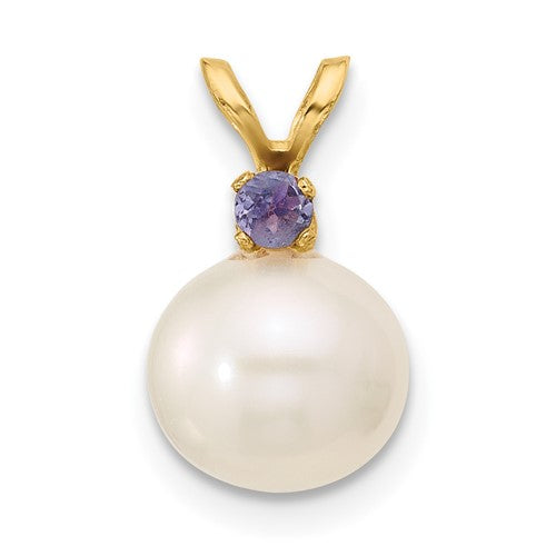14k-tanzanite-8-8-5mm-white-round-fwc-pearl-pendant-SolomonJeweler-Wichita-KS-CustomJewelry