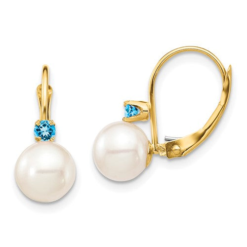 14k-7-7-5mm-white-round-fwc-pearl-swiss-blue-topaz-leverback-earrings-SolomonJeweler-Wichita-KS-CustomJewelry