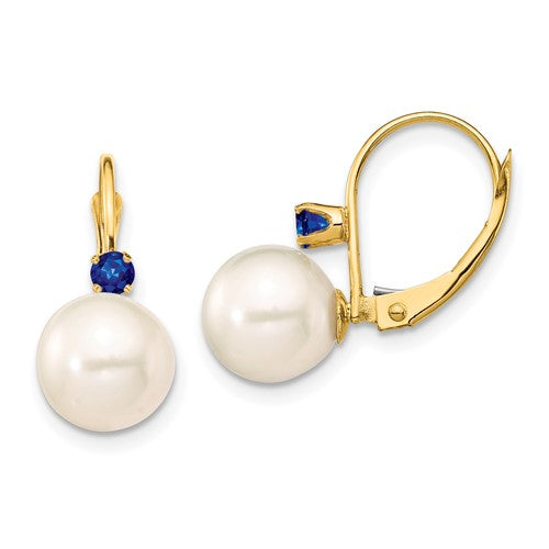 14k-8-8-5mm-white-round-fwc-pearl-sapphire-leverback-earrings-SolomonJeweler-Wichita-KS-CustomJewelry