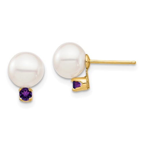 14k-7-7-5mm-white-round-freshwater-cultured-pearl-amethyst-post-earrings-SolomonJeweler-Wichita-KS-CustomJewelry
