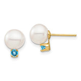 14k-7-7-5mm-white-round-fw-cultured-pearl-swiss-blue-topaz-post-earrings-SolomonJeweler-Wichita-KS-CustomJewelry