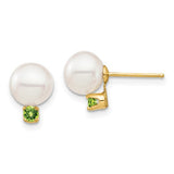 14k-7-7-5mm-white-round-freshwater-cultured-pearl-peridot-post-earrings-SolomonJeweler-Wichita-KS-CustomJewelry