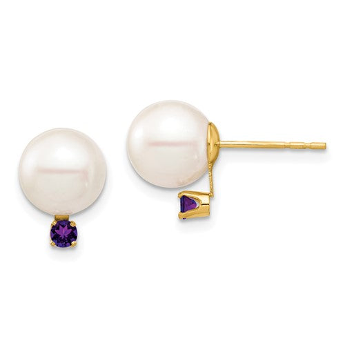 14k-8-8-5mm-white-round-freshwater-cultured-pearl-amethyst-post-earrings-SolomonJeweler-Wichita-KS-CustomJewelry