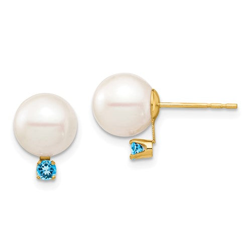 14k-8-8-5mm-white-round-fw-cultured-pearl-swiss-blue-topaz-post-earrings-SolomonJeweler-Wichita-KS-CustomJewelry