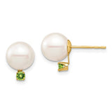 14k-8-8-5mm-white-round-freshwater-cultured-pearl-peridot-post-earrings-SolomonJeweler-Wichita-KS-CustomJewelry