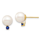 14k-8-8-5mm-white-round-freshwater-cultured-pearl-sapphire-post-earrings-SolomonJeweler-Wichita-KS-CustomJewelry