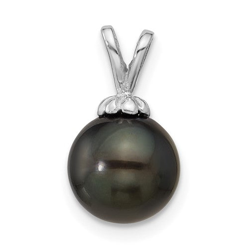 14k-white-gold-8-9mm-round-black-saltwater-tahitian-pearl-pendant-SolomonJeweler-Wichita-KS-CustomJewelry