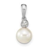 14k-white-gold-6-7mm-round-white-saltwater-akoya-pearl-05ct-dia-pendant-SolomonJeweler-Wichita-KS-CustomJewelry