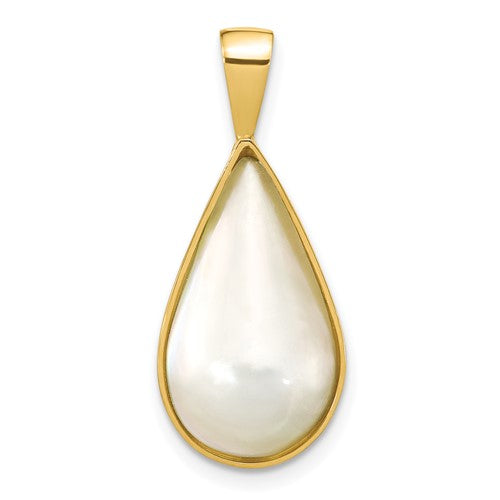 14k-10x18mm-white-teardrop-saltwater-mabe-pearl-pendant-SolomonJeweler-Wichita-KS-CustomJewelry