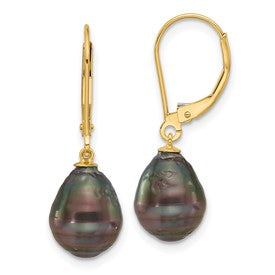 14k-8-9mm-teardrop-blk-saltwater-tahitian-pearl-leverback-earrings-SolomonJeweler-Wichita-KS-CustomJewelry