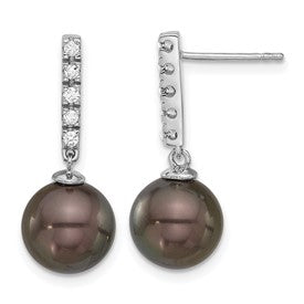 14k-white-gold-9-10mm-round-black-tahitian-pearl-20ct-dia-earrings-SolomonJeweler-Wichita-KS-CustomJewelry