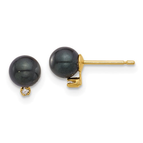 14k-5-6mm-round-blk-saltwater-akoya-pearl-and-02ct-diamond-earrings-SolomonJeweler-Wichita-KS-CustomJewelry