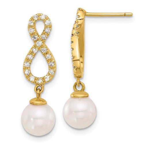 14k-7-8mm-rnd-wht-akoya-pearl-and-40ct-dia-infinity-post-dangle-earrings-SolomonJeweler-Wichita-KS-CustomJewelry