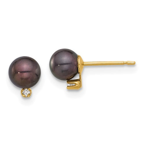 14k-5-6mm-round-black-fwc-pearl-and-02ct-diamond-post-earrings-SolomonJeweler-Wichita-KS-CustomJewelry