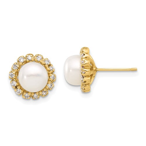 14k-7-8mm-button-freshwater-cultured-pearl-and-28ct-dia-post-earrings-SolomonJeweler-Wichita-KS-CustomJewelry