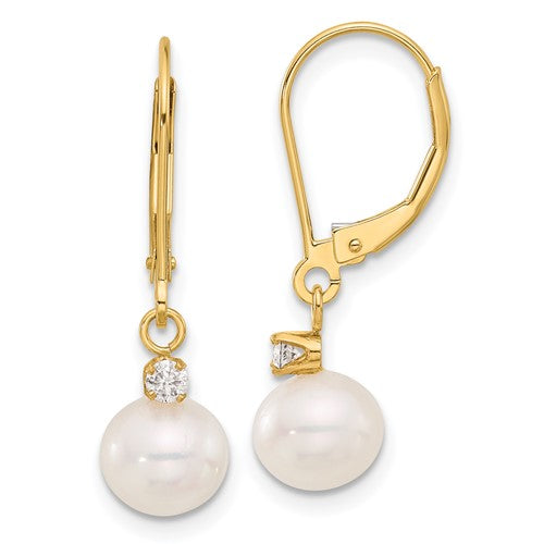 14k-7-8mm-round-white-fwc-pearl-and-10ct-diamond-leverback-earrings-SolomonJeweler-Wichita-KS-CustomJewelry